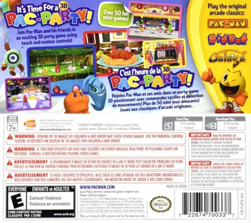Pac-Man Party 3D(Usa) box cover back